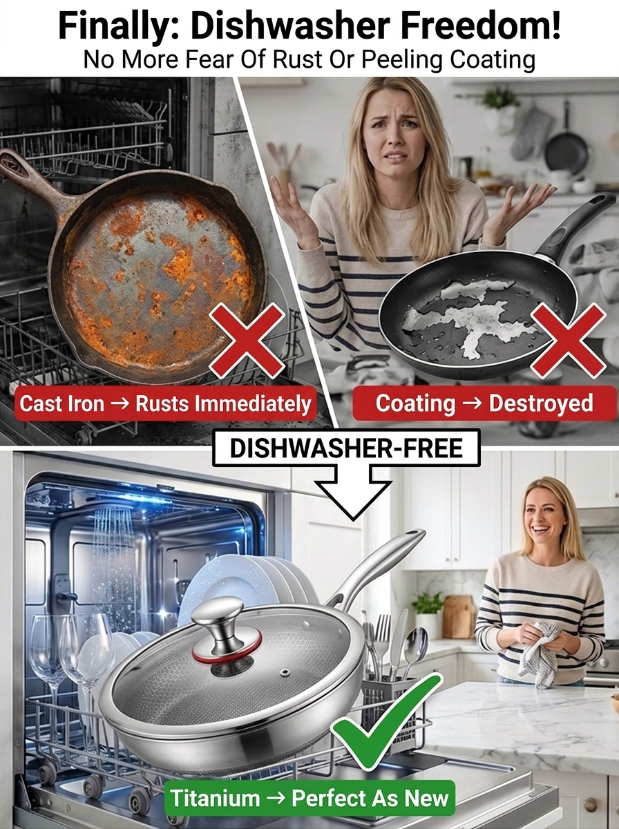 The Bavarian 99.9% Pure Titanium Chef's Pan(Handcrafted in Germany) - 100% Non-Toxic, PFAS-Free.