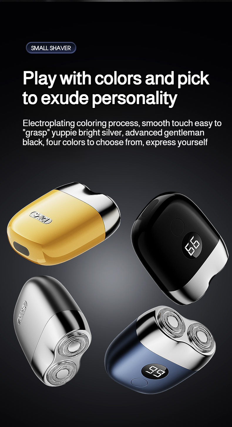 Close-up of double blades on portable shaver