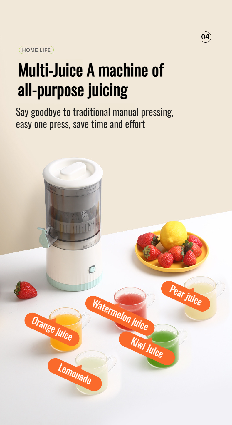 Travel-friendly wireless fruit juicer