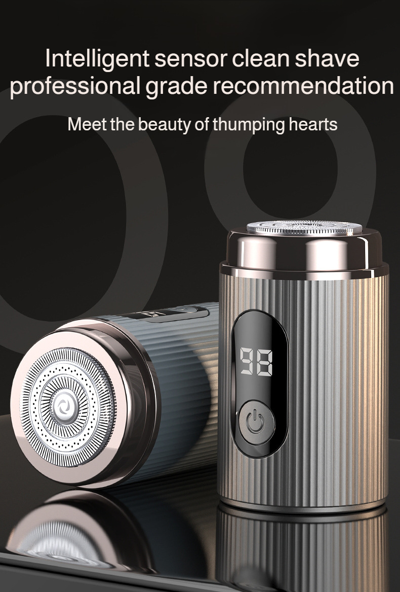 Mini home portable electric shaver on countertop