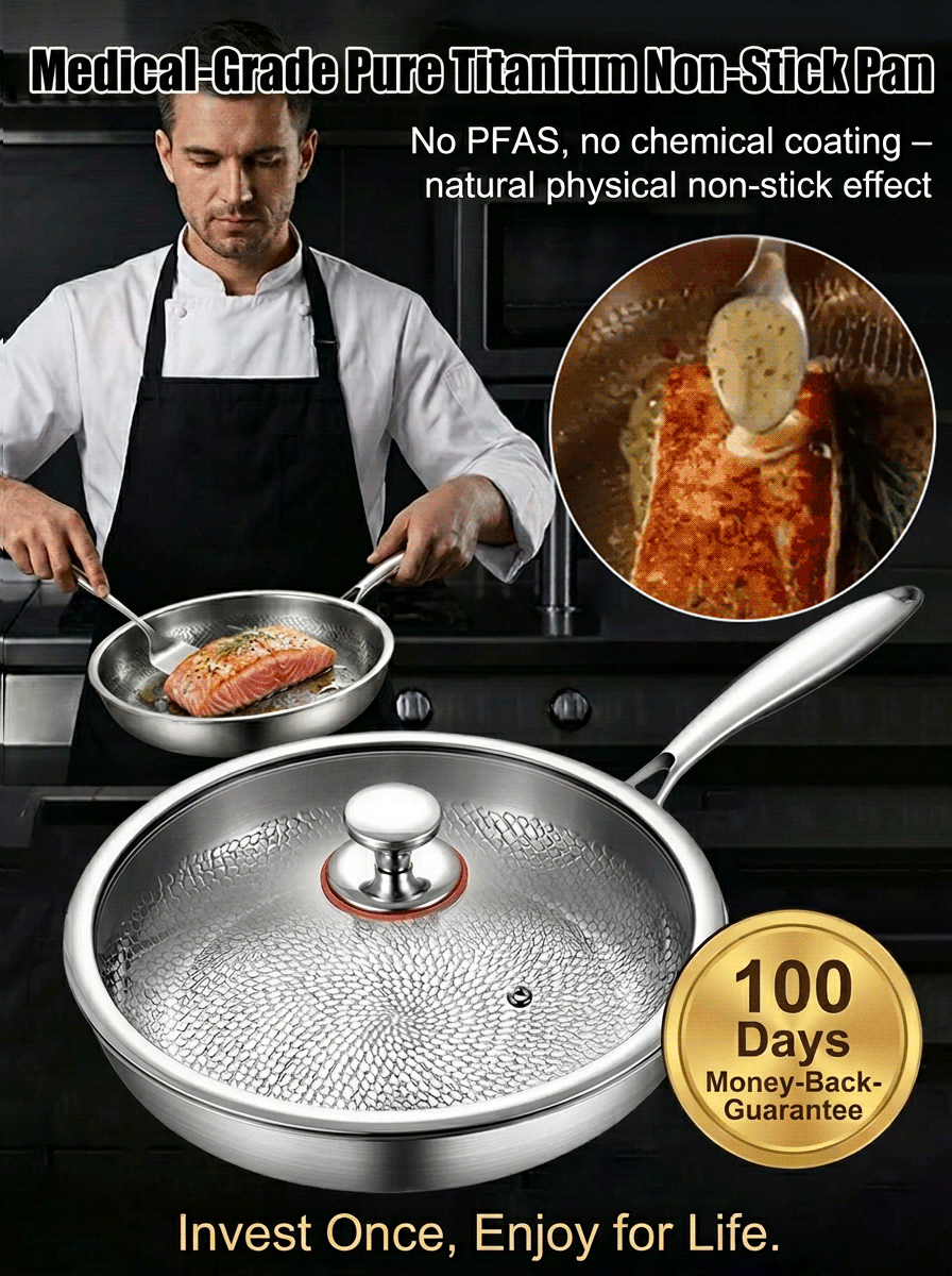 The Bavarian 99.9% Pure Titanium Chef's Pan(Handcrafted in Germany) - 100% Non-Toxic, PFAS-Free.
