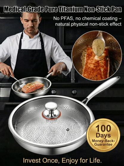 The Bavarian 99.9% Pure Titanium Chef's Pan(Handcrafted in Germany) - 100% Non-Toxic, PFAS-Free.
