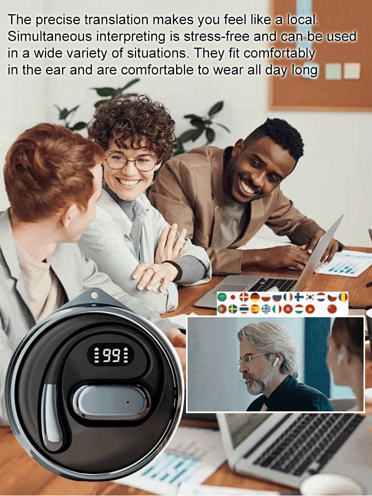 【Translate 144 languages】High-speed Bluetooth smart translation headset✨Accuracy rate up to 99%！Half price