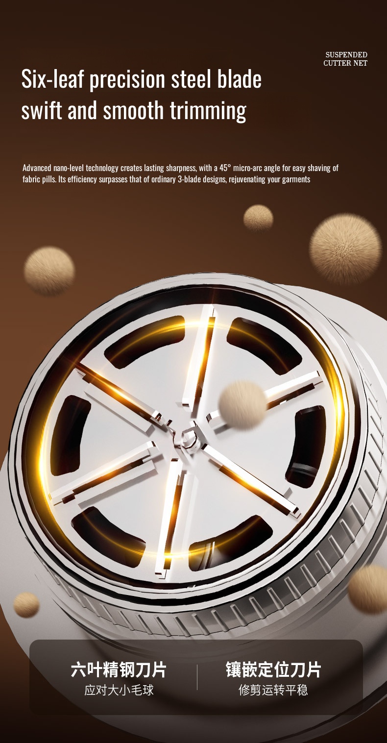 Close-up of safety device on lint trimmer