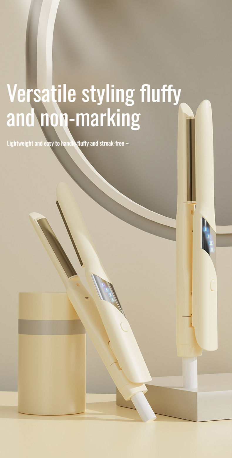 Professional hair styling with curved curling iron