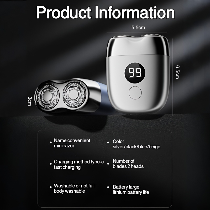 TypeC fast charging beard knife shaver Mini Compact Storage Portable IPX7 Waterproof Features Double