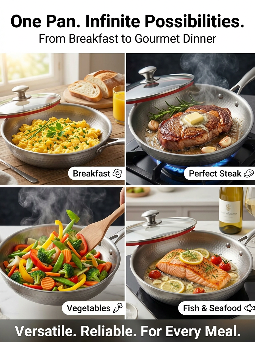 The Bavarian 99.9% Pure Titanium Chef's Pan(Handcrafted in Germany) - 100% Non-Toxic, PFAS-Free.