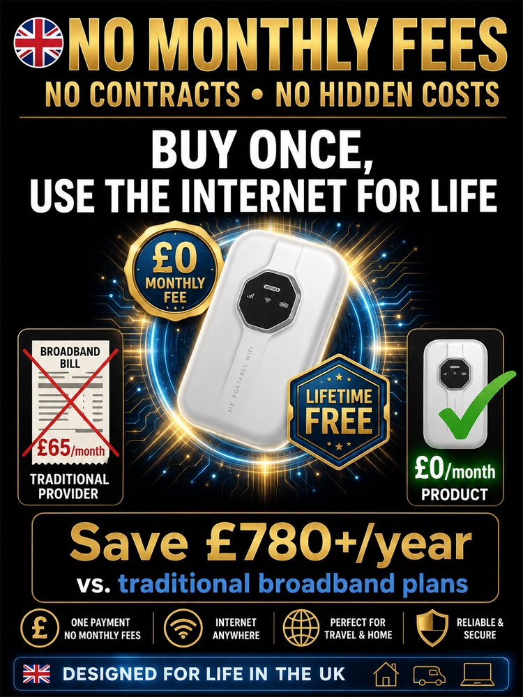 📶 Portable WiFi Router | No Monthly Bills | Lifetime Free Internet | 500Mbps High Speed | 48H Battery Life |  Connects 128 Devices.