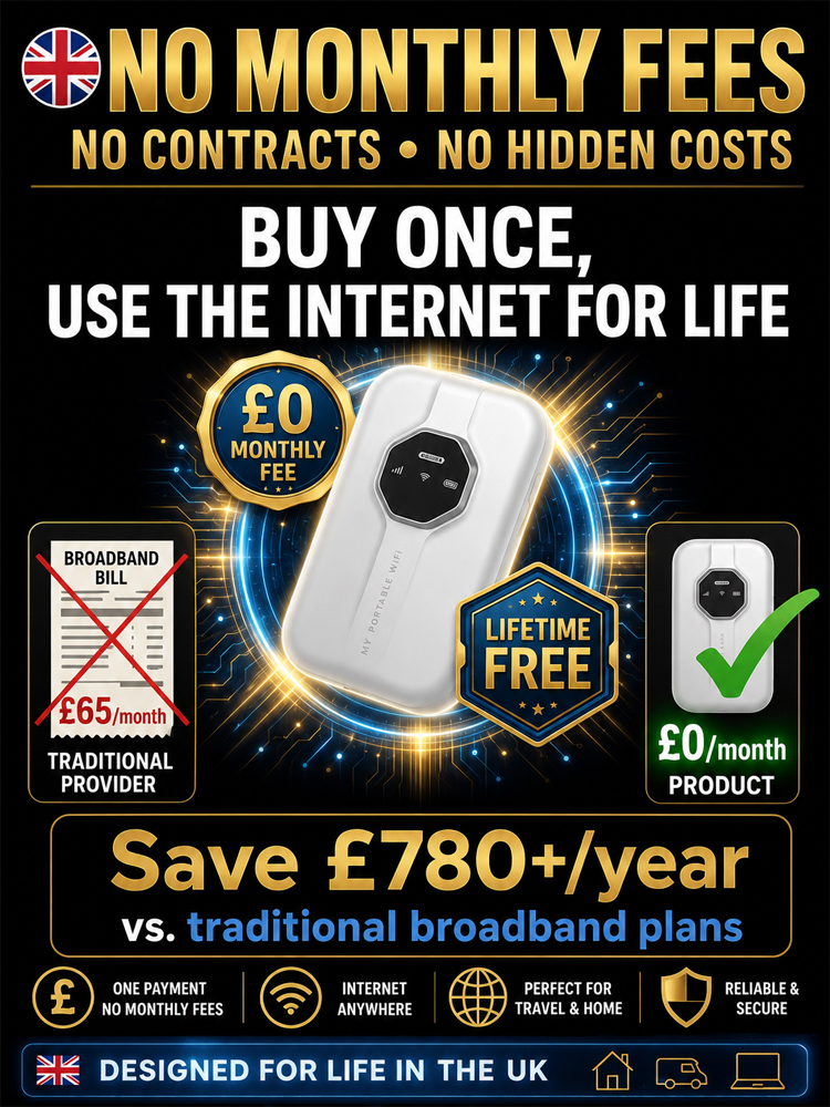 📶 Portable WiFi Router | No Monthly Bills | Lifetime Free Internet | 500Mbps High Speed | 48H Battery Life |  Connects 128 Devices.
