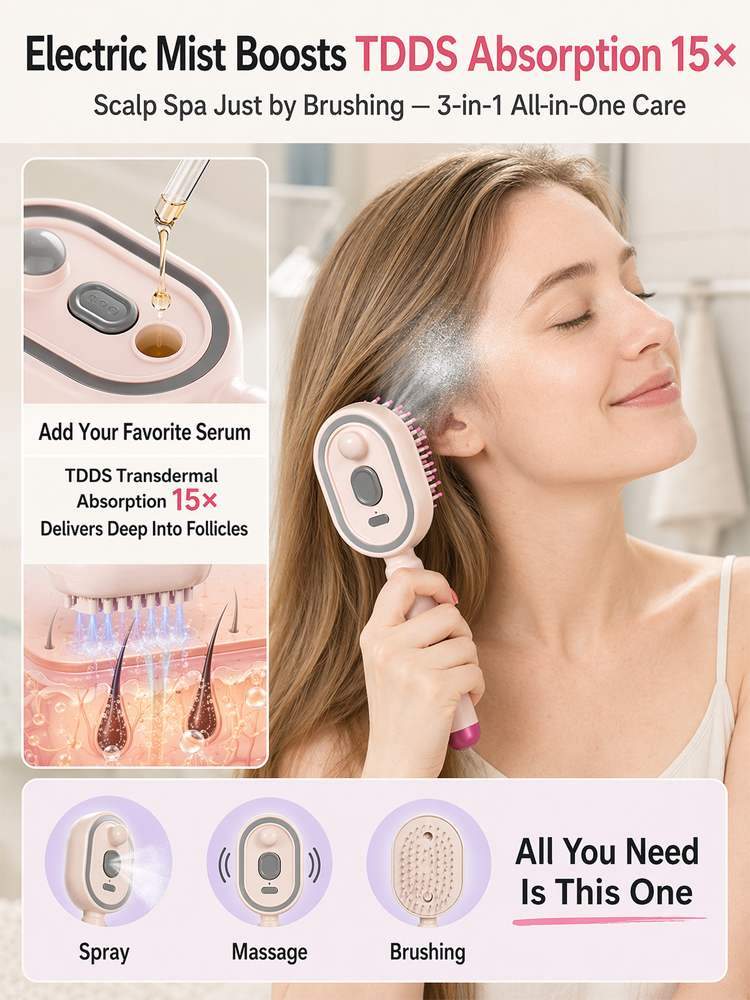 Smart-Mist Massagekamm | 3-in-1 Kopfhaut-Spa und Serum-Diffusor | Dermatest-Geprüft für Haarvitalität❤️