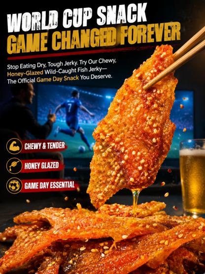 🐟Wild Alaskan Pollock Fish Jerky | High Protein / Rich in Omega-3 | No Artificial Preservatives, No Corn Syrup.
