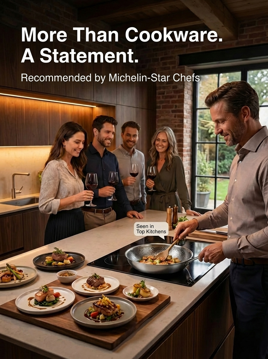 The Bavarian 99.9% Pure Titanium Chef's Pan(Handcrafted in Germany) - 100% Non-Toxic, PFAS-Free.