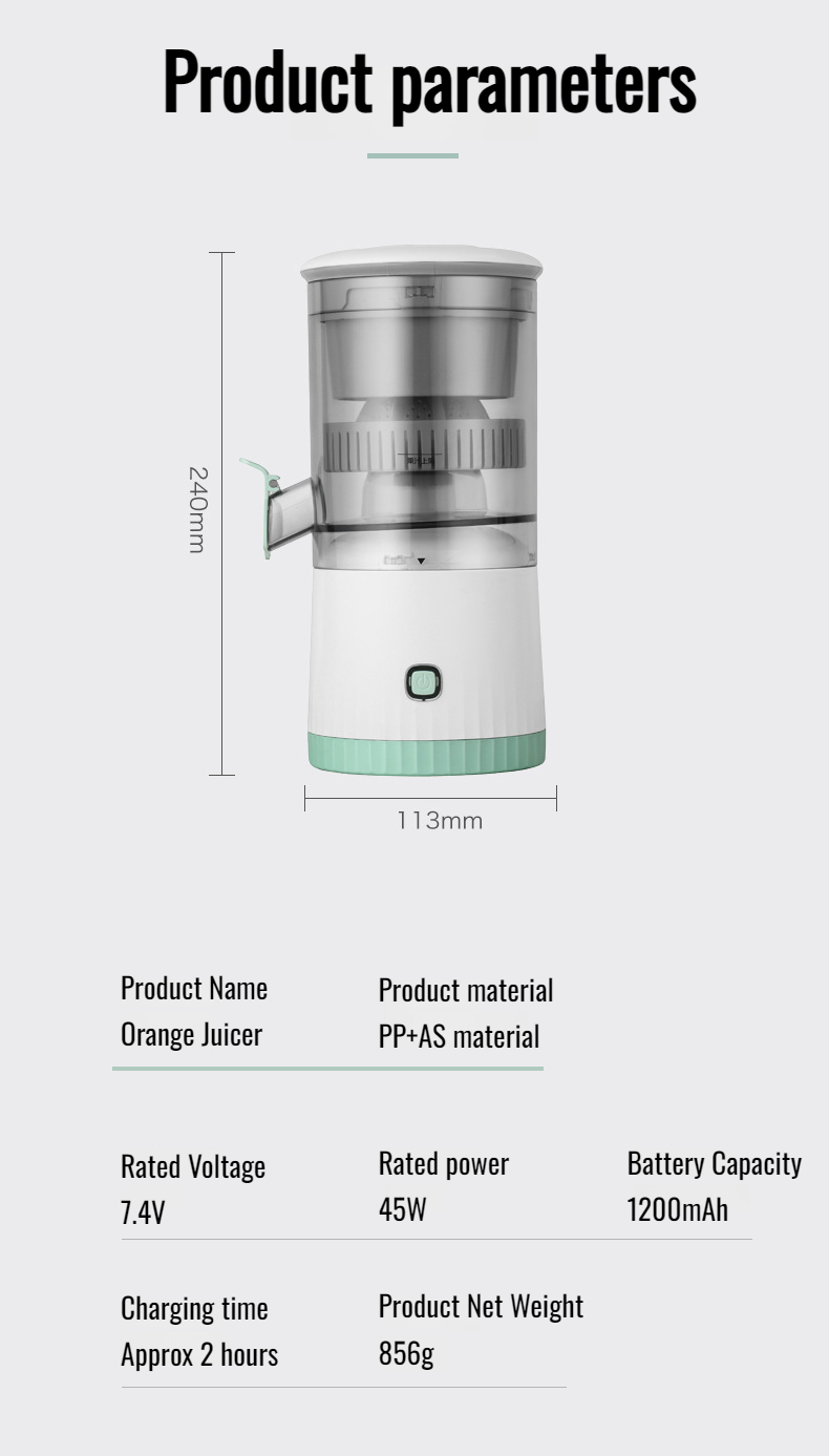 Small fruit juicer for fresh orange juice