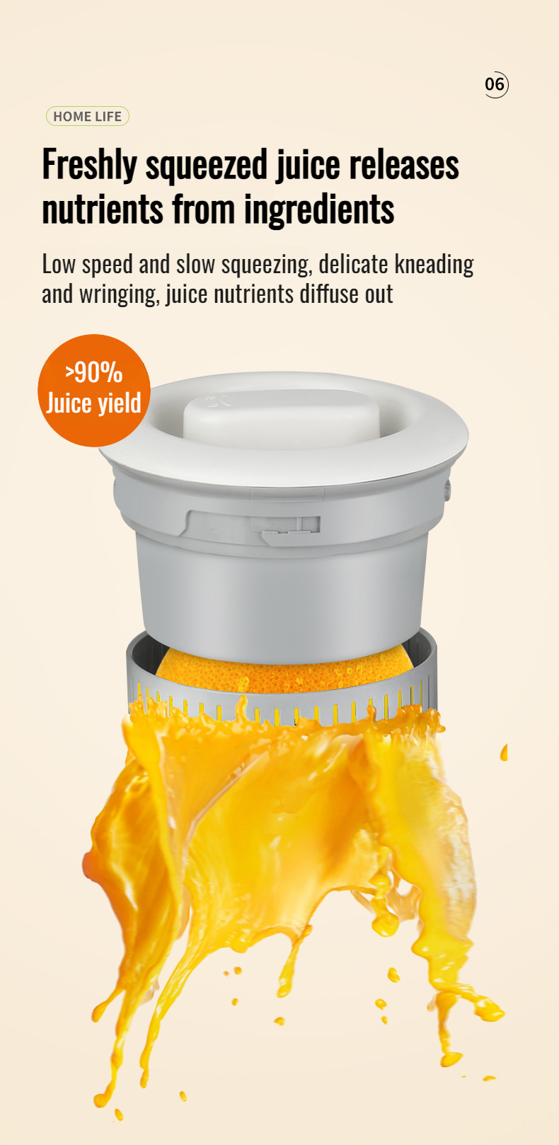 Making orange juice with portable juicer