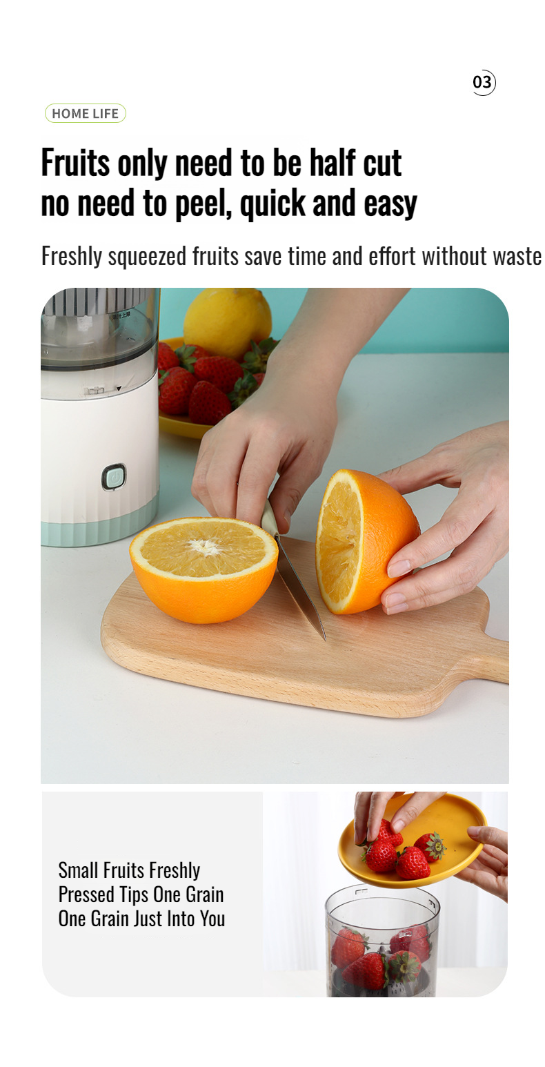 Compact juicer separating pulp and juice