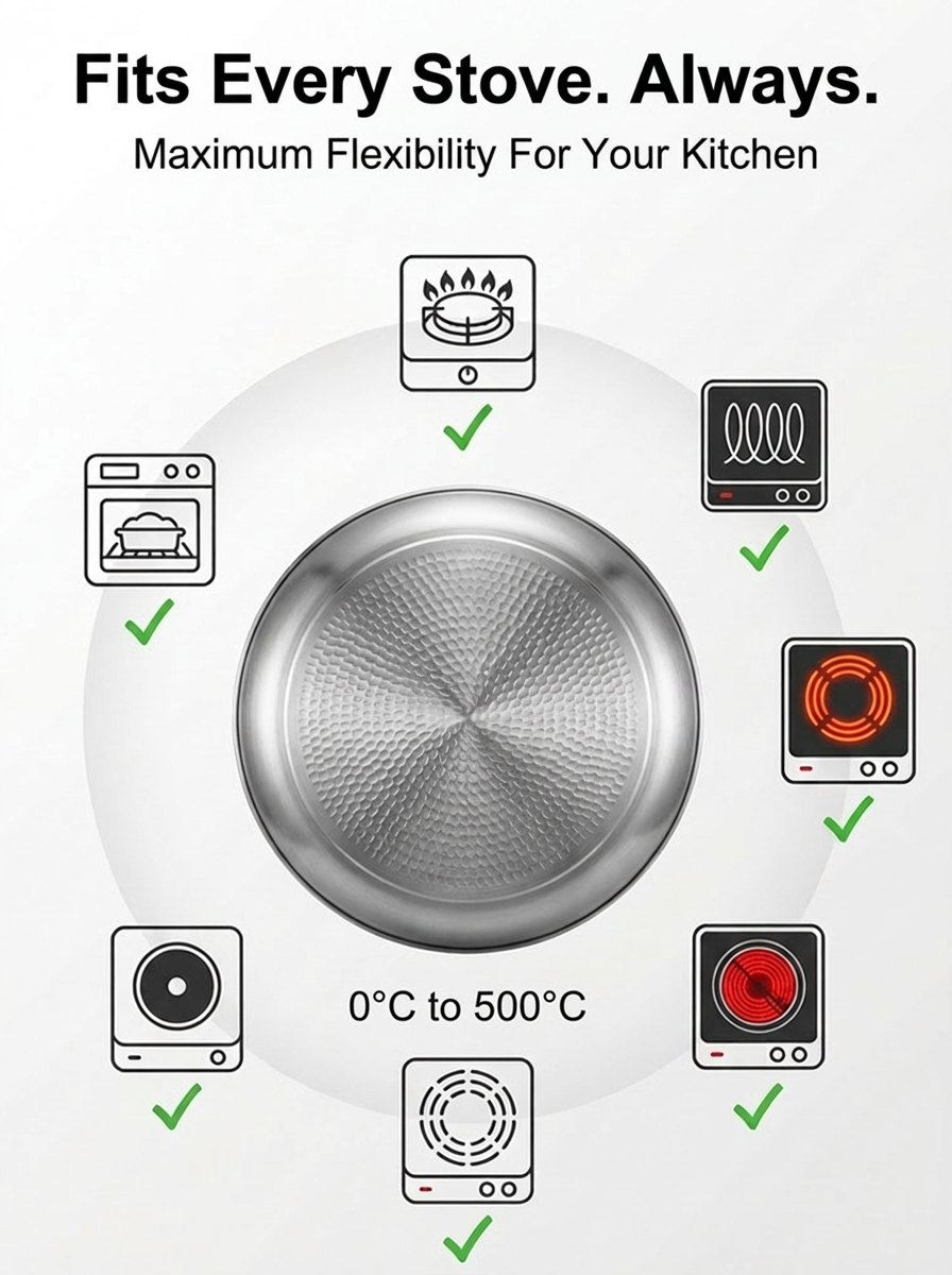 The Bavarian 99.9% Pure Titanium Chef's Pan(Handcrafted in Germany) - 100% Non-Toxic, PFAS-Free. Non-Stick, 500°C Heat Proof, Lifetime Warranty.