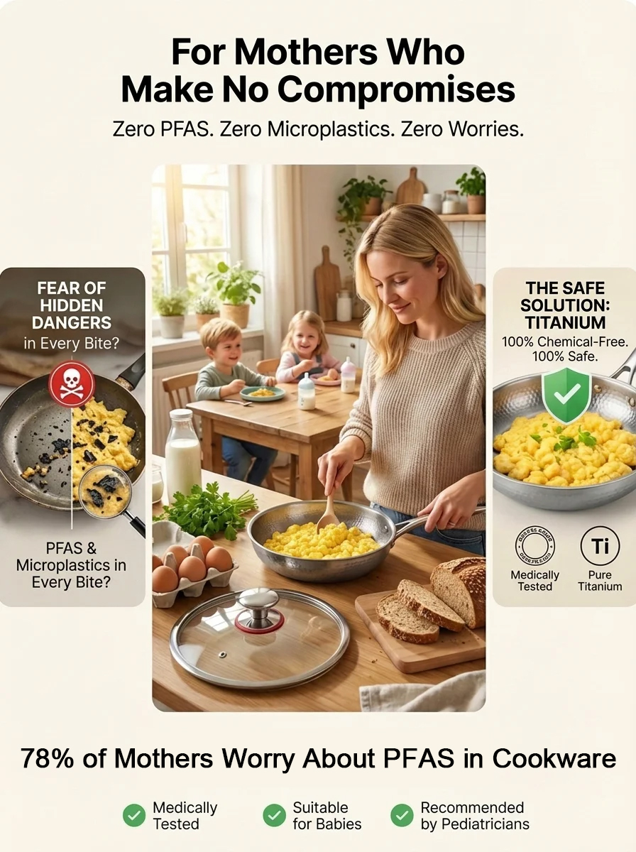 The Bavarian 99.9% Pure Titanium Chef's Pan(Handcrafted in Germany) - 100% Non-Toxic, PFAS-Free.