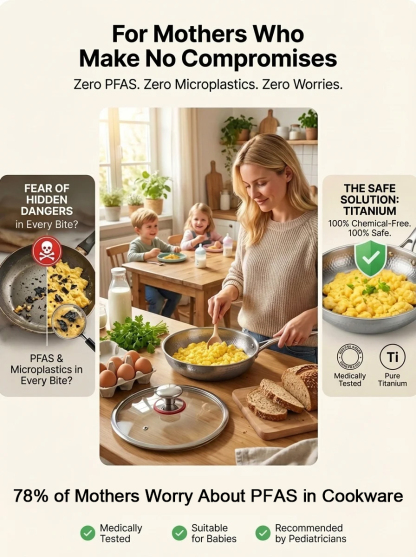 The Bavarian 99.9% Pure Titanium Chef's Pan(Handcrafted in Germany) - 100% Non-Toxic, PFAS-Free.