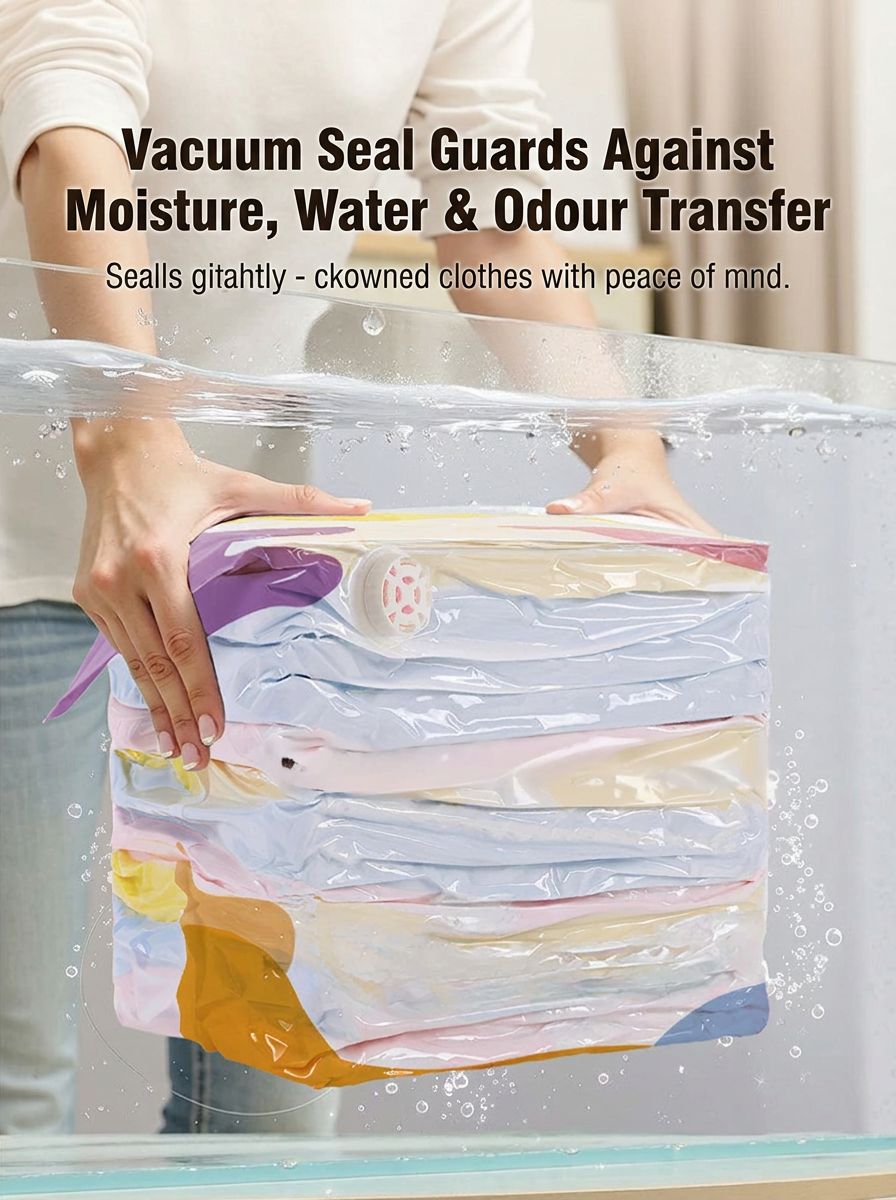 📦 No-Pump 3D Vacuum Bag | Save 80% Space | Fast Compress | Heavy Duty | Moisture Proof Closet Organizer clothes 👚