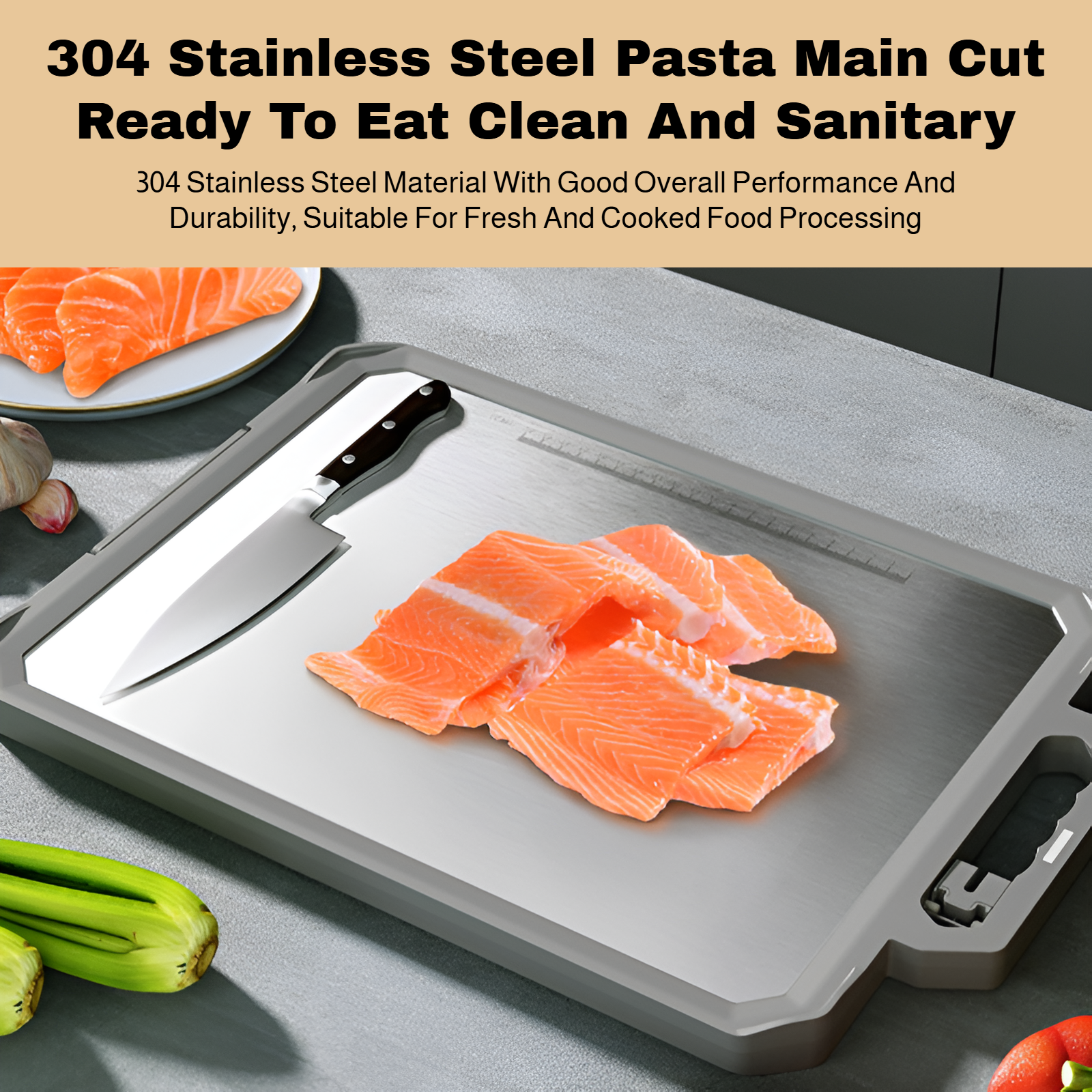 food grade stainless steel board for safe meal prep