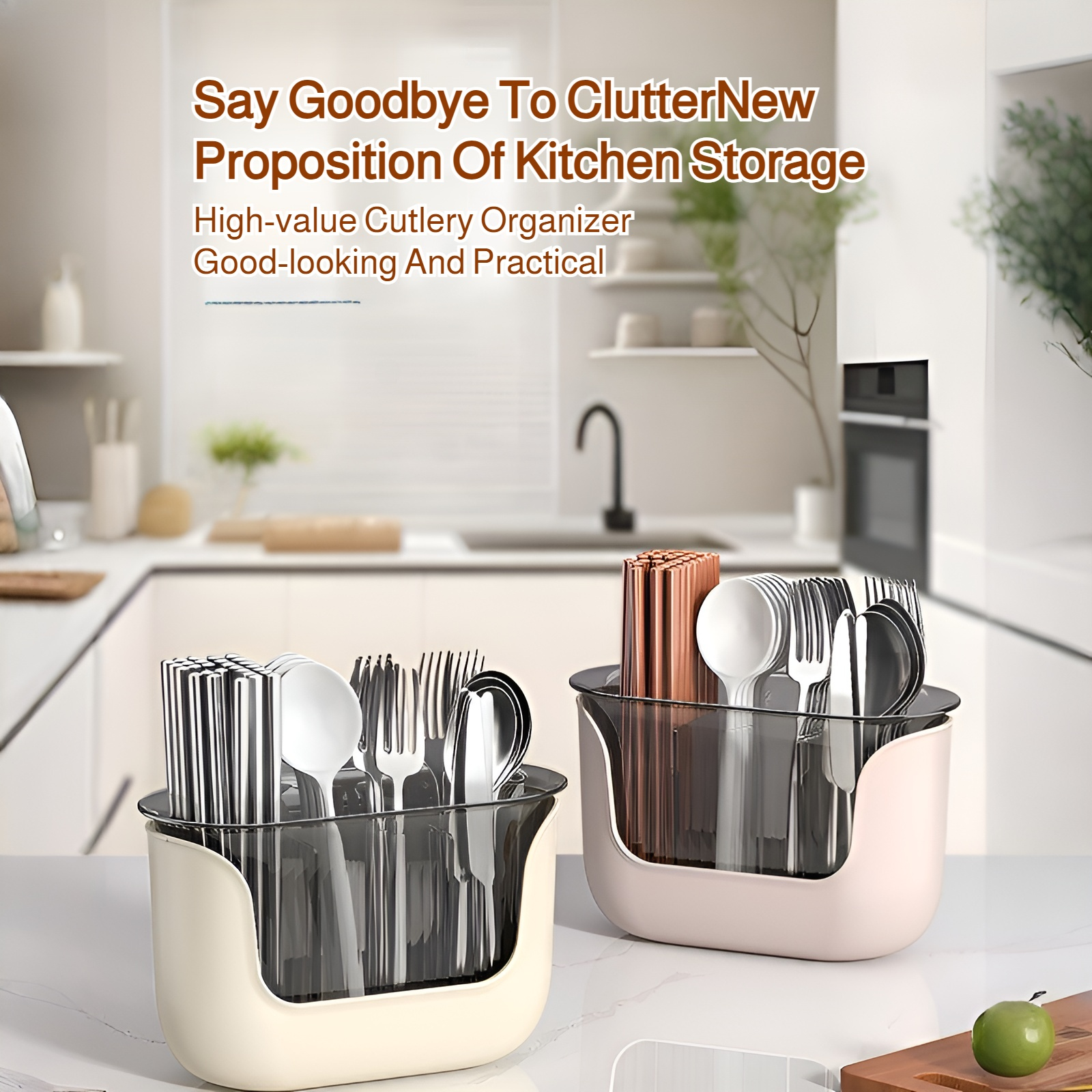 Chopstick tube storage box on kitchen countertop