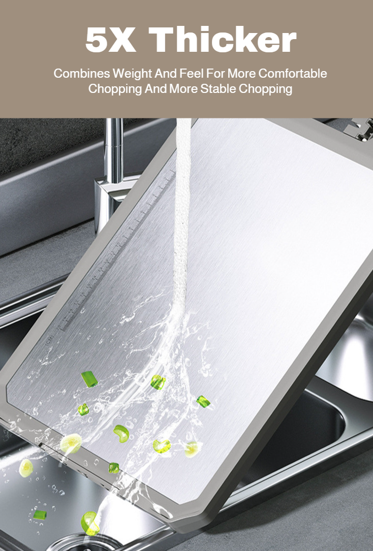 household stainless steel cutting board with knife