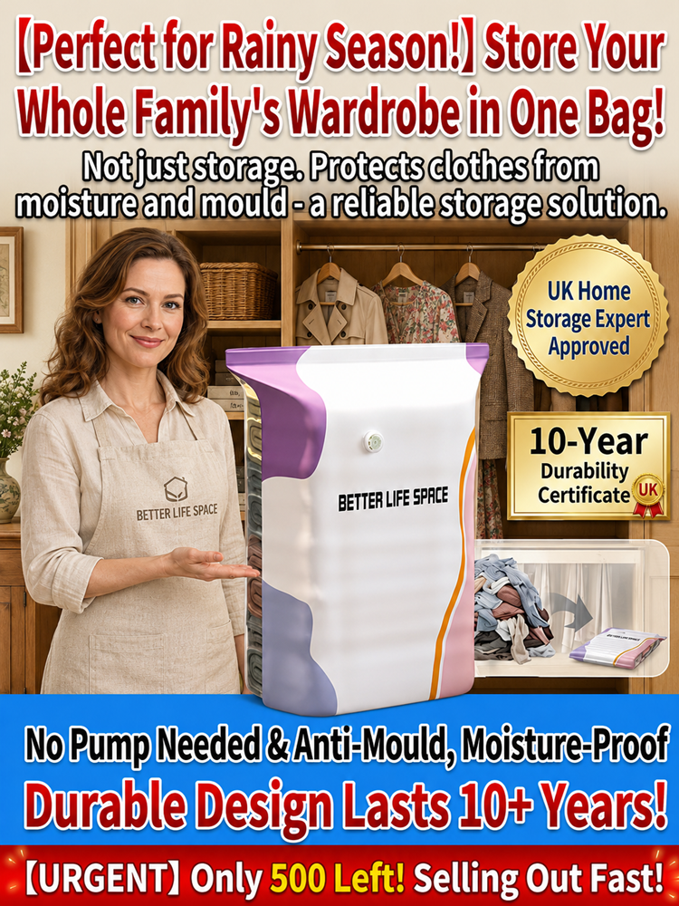 📦 No-Pump 3D Vacuum Bag | Save 80% Space | Fast Compress | Heavy Duty | Moisture Proof Closet Organizer clothes 👚