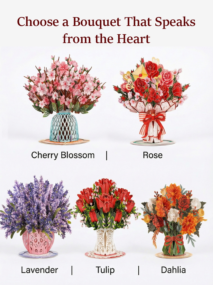 Eternal Flowers for Your Loved One ❤ 3D Cherry Blossom Bouquet Pop-up Card