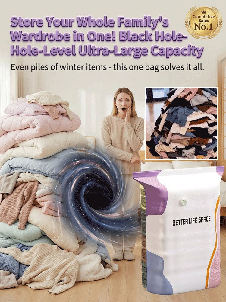 📦 No-Pump 3D Vacuum Bag | Save 80% Space | Fast Compress | Heavy Duty | Moisture Proof Closet Organizer clothes 👚