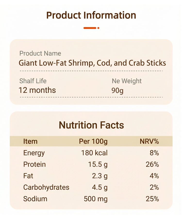 Giant Low-Fat Shrimp, Cod, and Crab Sticks