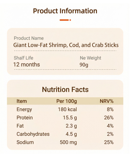 Giant Low-Fat Shrimp, Cod, and Crab Sticks