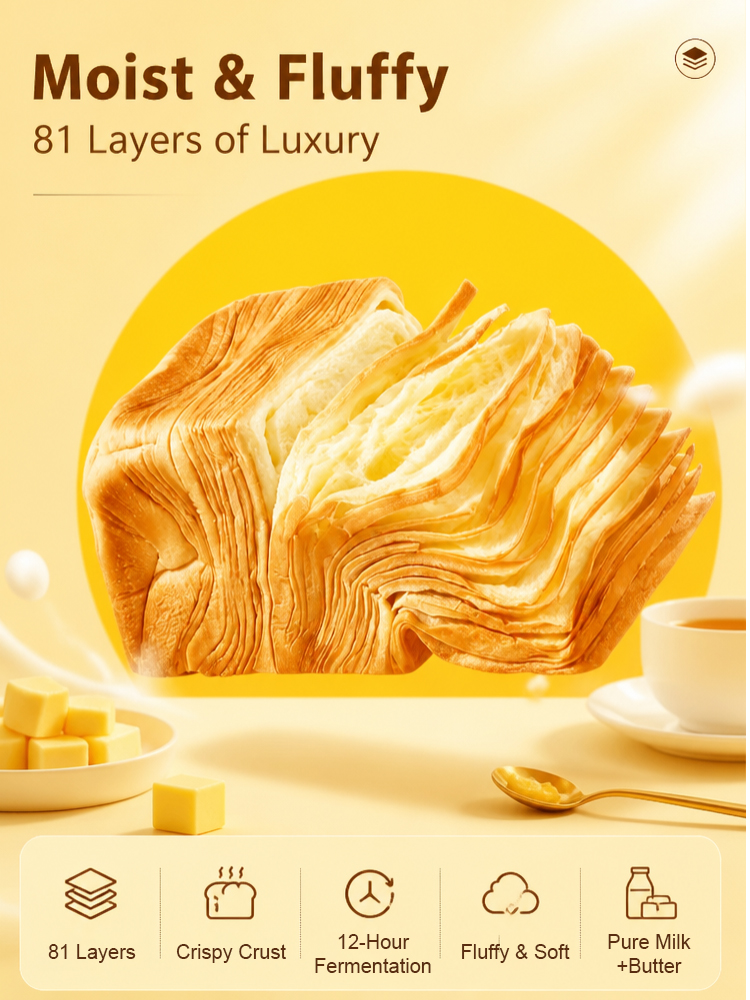 12-Hour Slow-Fermented, 81-Layer Artisanal Milk Bread – Delicious, Light & High in Protein