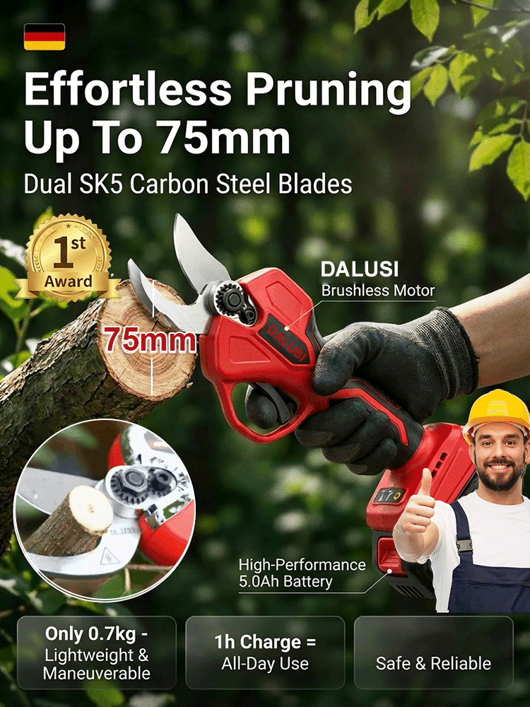 [Free Accessories + 10-Year Warranty] High-Speed Cordless Garden Shears 🌳 | Cuts 75 mm in 1 Second | 0.7 kg Ultralight | All-Day Battery Life