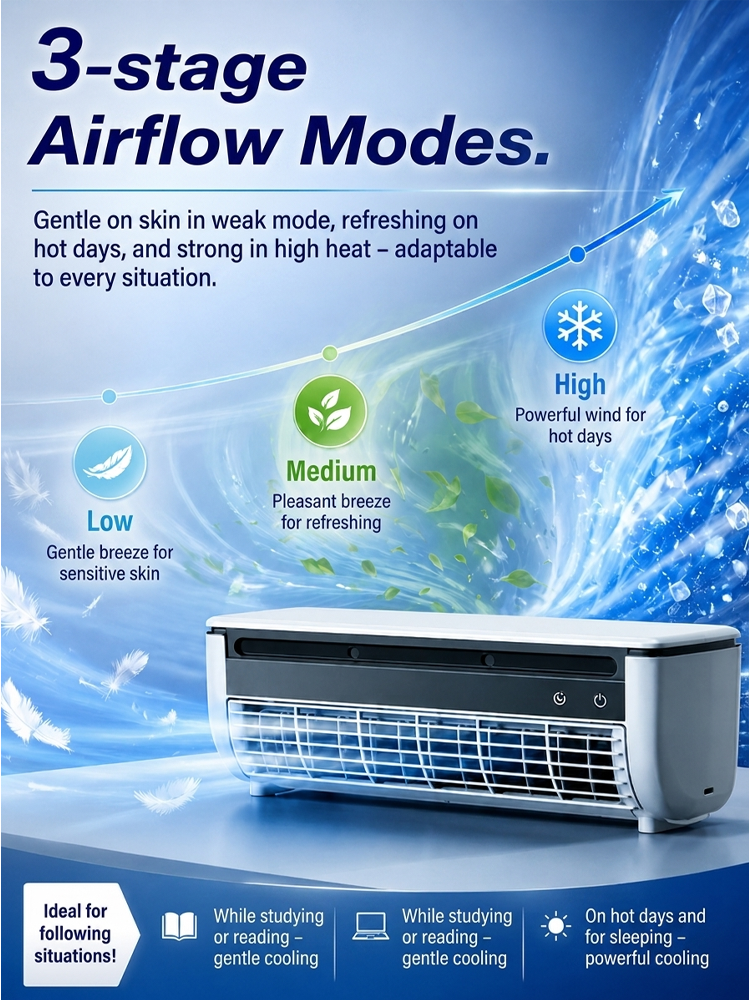 🌬️ Portable Mini AC Fan | Ice Cooling | Low Noise | Ideal for Home Office