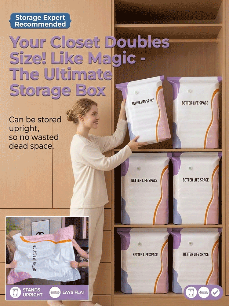 📦 No-Pump 3D Vacuum Bag | Save 80% Space | Fast Compress | Heavy Duty | Moisture Proof Closet Organizer clothes 👚