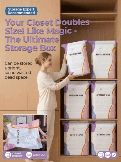 📦 No-Pump 3D Vacuum Bag | Save 80% Space | Fast Compress | Heavy Duty | Moisture Proof Closet Organizer clothes 👚