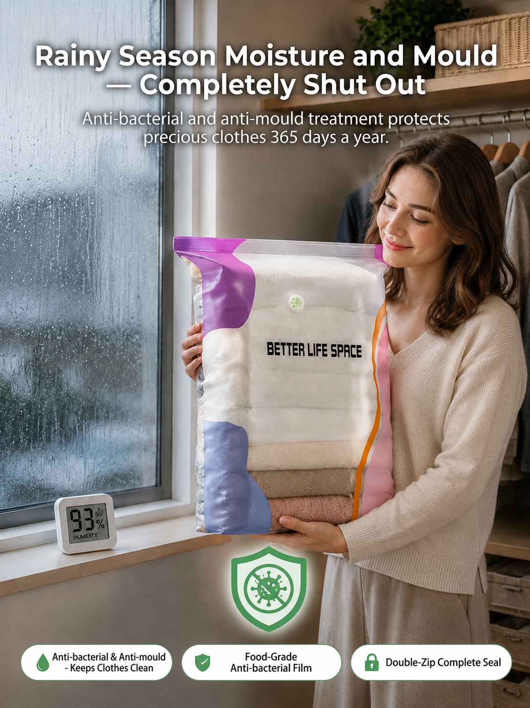 📦 No-Pump 3D Vacuum Bag | Save 80% Space | Fast Compress | Heavy Duty | Moisture Proof Closet Organizer clothes 👚