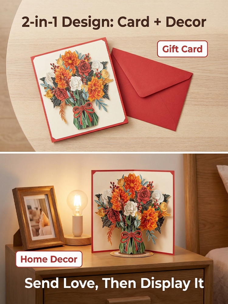 Eternal Flowers for Your Loved One ❤ 3D Cherry Blossom Bouquet Pop-up Card