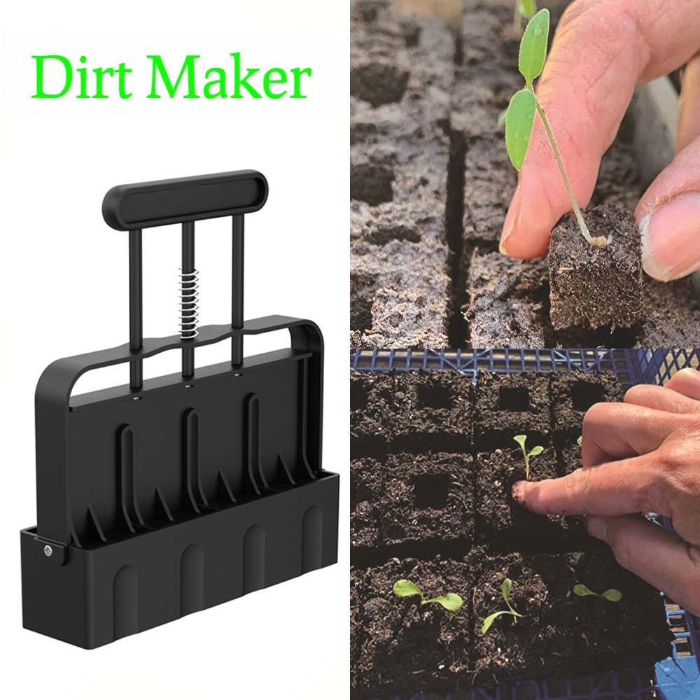 Hand using soil blocker for garden nursery