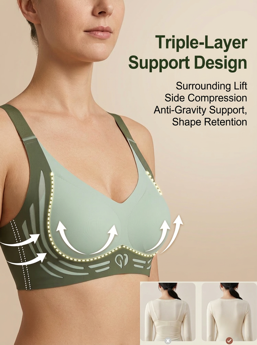 [Visually slims by 10kg] 3D Contrast Wire-Free Bra 💖 | Two Cups Smaller | Anti-Sagging Effect | Seamless & Invisible | Breathable 🌸