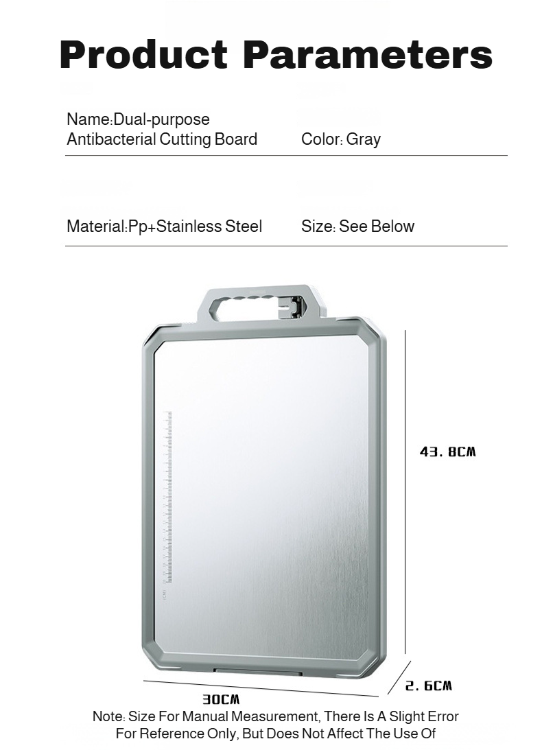 hygienic food preparation on stainless steel cutting board