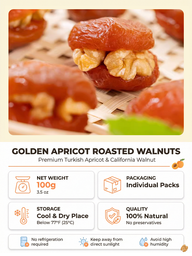 Golden Apricot Roasted Walnuts: Chewy, Sweet & Crunchy | 100% Natural & Additive-Free | Nutrient-Packed 