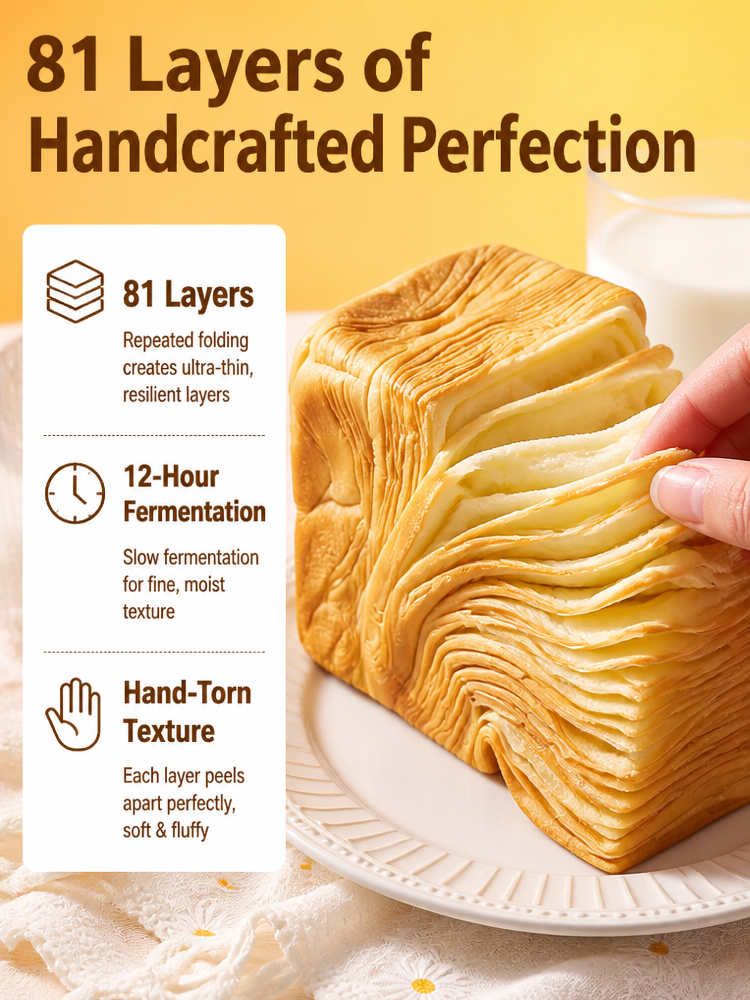 12-Hour Slow-Fermented, 81-Layer Artisanal Milk Bread – Delicious, Light & High in Protein