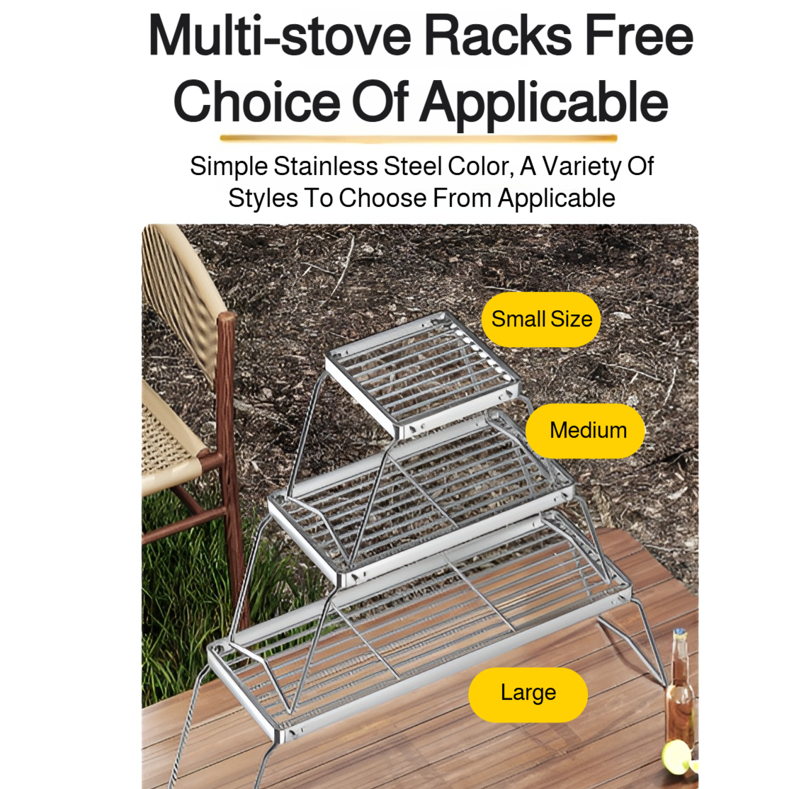 Outdoor portable grill folding stainless steel stove stand mini pot rack picnic grill 