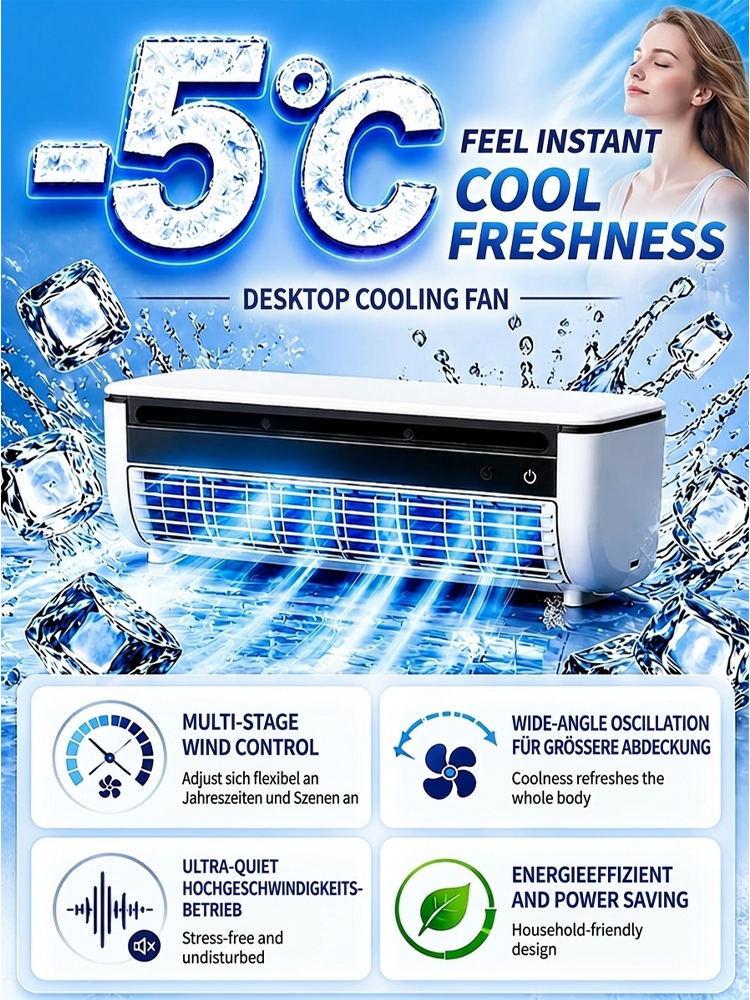 🌬️ Portable Mini AC Fan | Ice Cooling | Low Noise | Ideal for Home Office