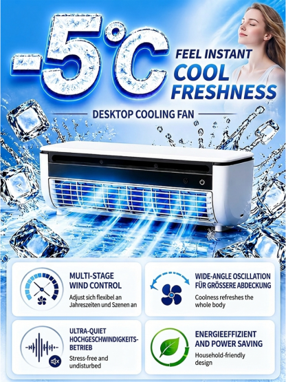 🌬️ Portable Mini AC Fan | Ice Cooling | Low Noise | Ideal for Home Office