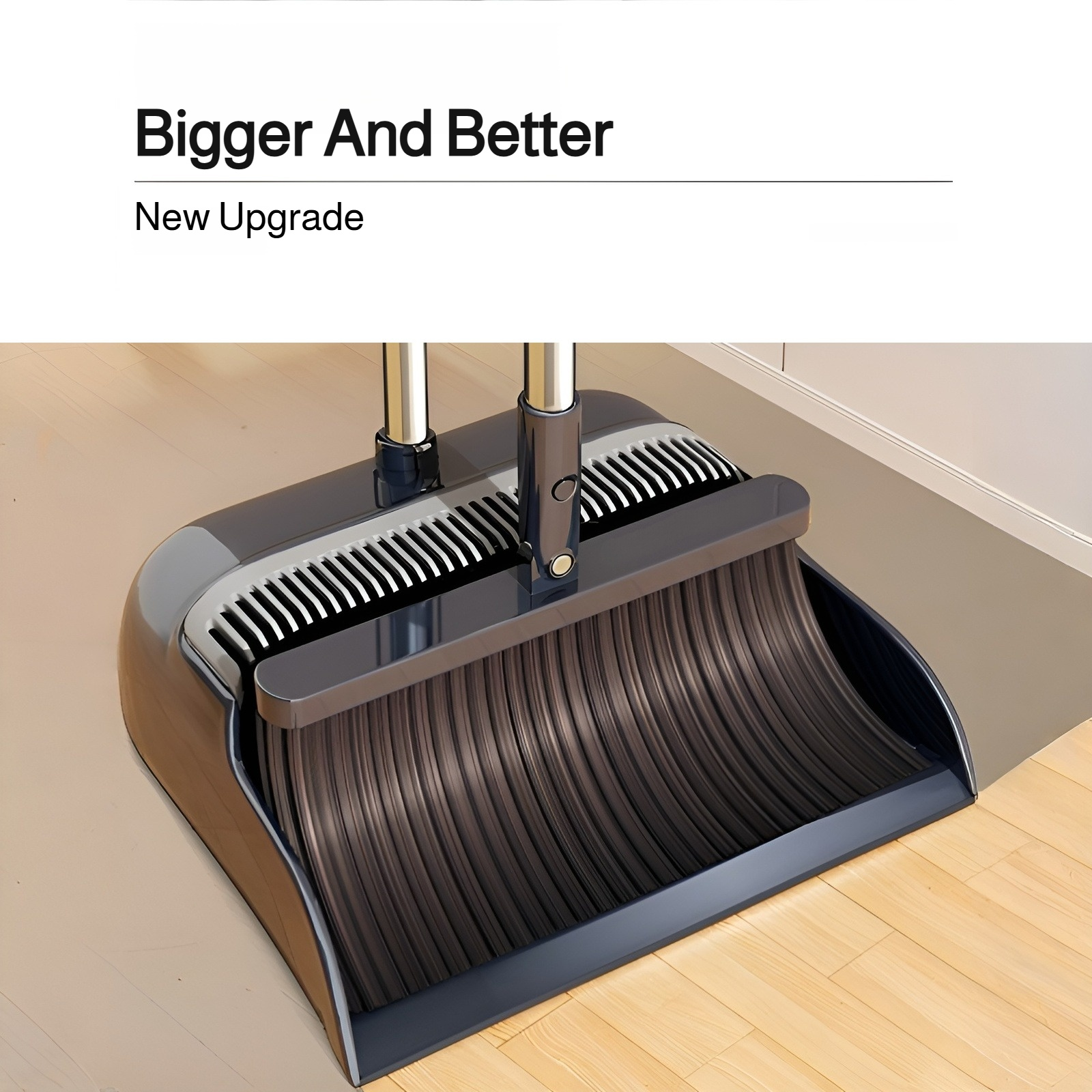 Soft bristle sweeping broom with dustpan combination