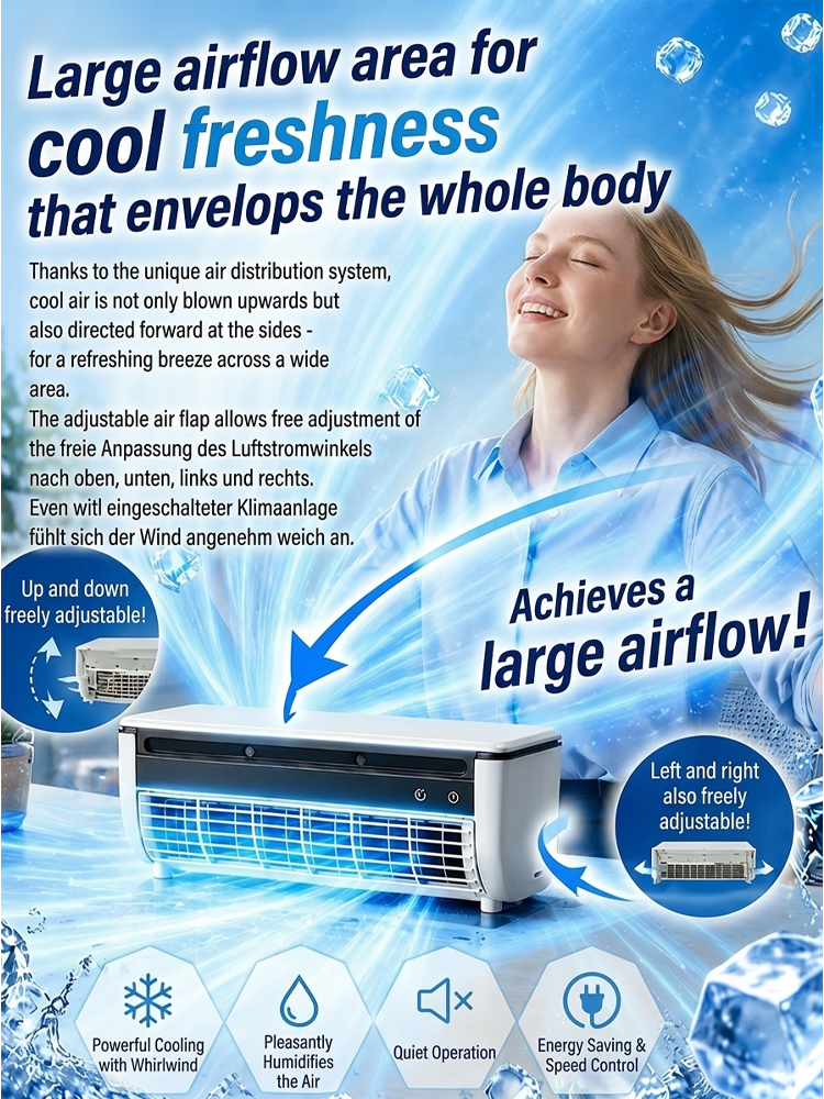 🌬️ Portable Mini AC Fan | Ice Cooling | Low Noise | Ideal for Home Office