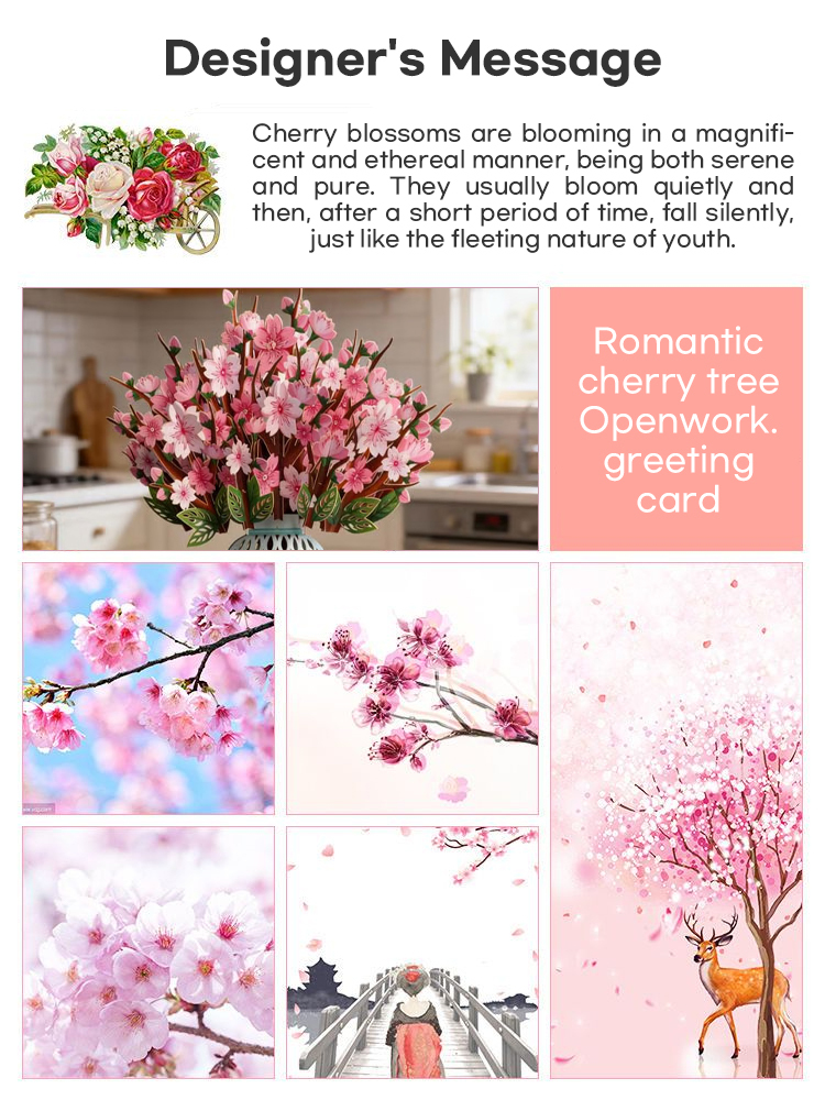 Eternal Flowers for Your Loved One ❤ 3D Cherry Blossom Bouquet Pop-up Card