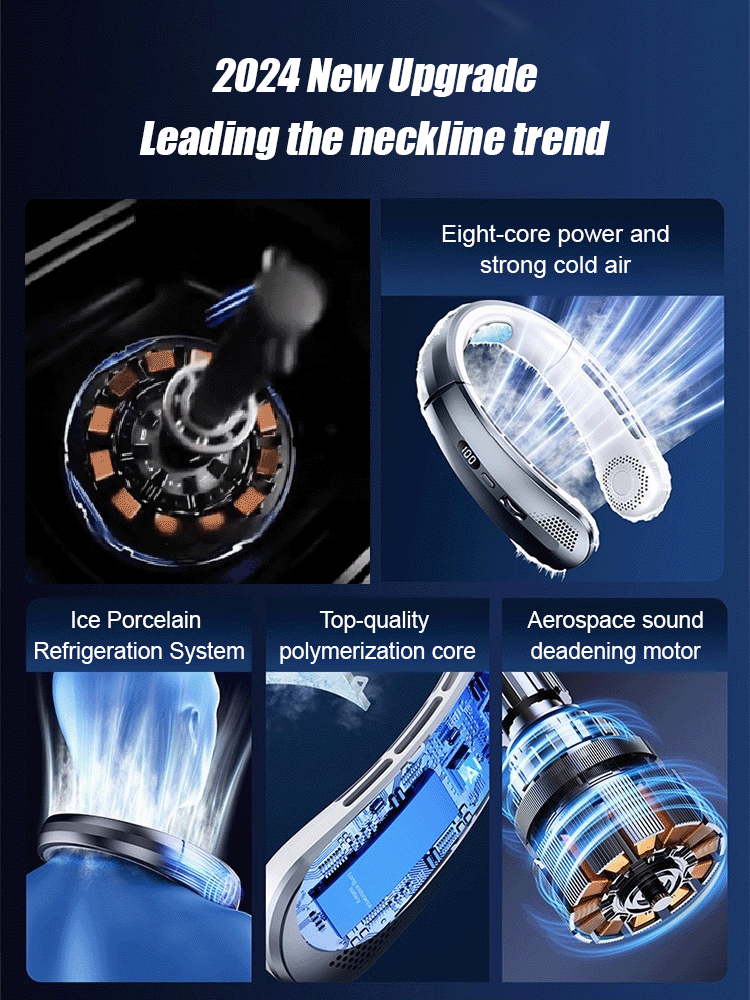 100-speed super wind power digital display neck fan